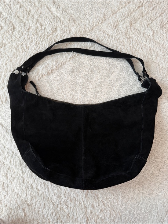 Free People Handbags - Free People Roma Suede Tote Shoulder Bag Black Boho Slouch Hobo